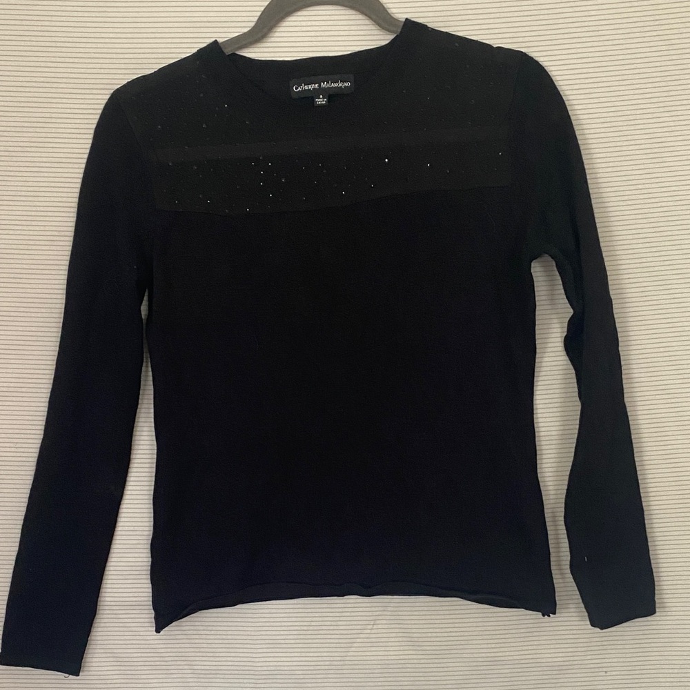 Catherine Malandrino Women's Black Long Sleeve Sweater Top